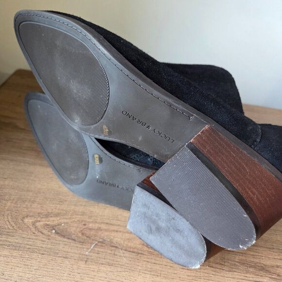 EUC LUCKY BRAND FENLEY GENUINE LEATHER UPPER STACKED HEEL BOOTIES SIZE 8.5 WMNS - Picture 16 of 16